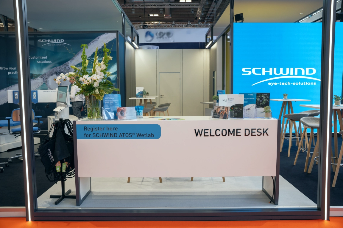 SCHWIND welcome desk at booth