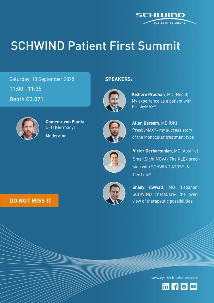 Flyer SCHWIND Patient First Summit at ESCRS 2025