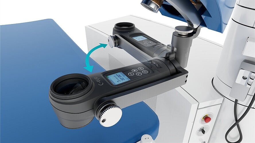 Product shot of the extension C-eye connected to the Amaris 1050 laser system